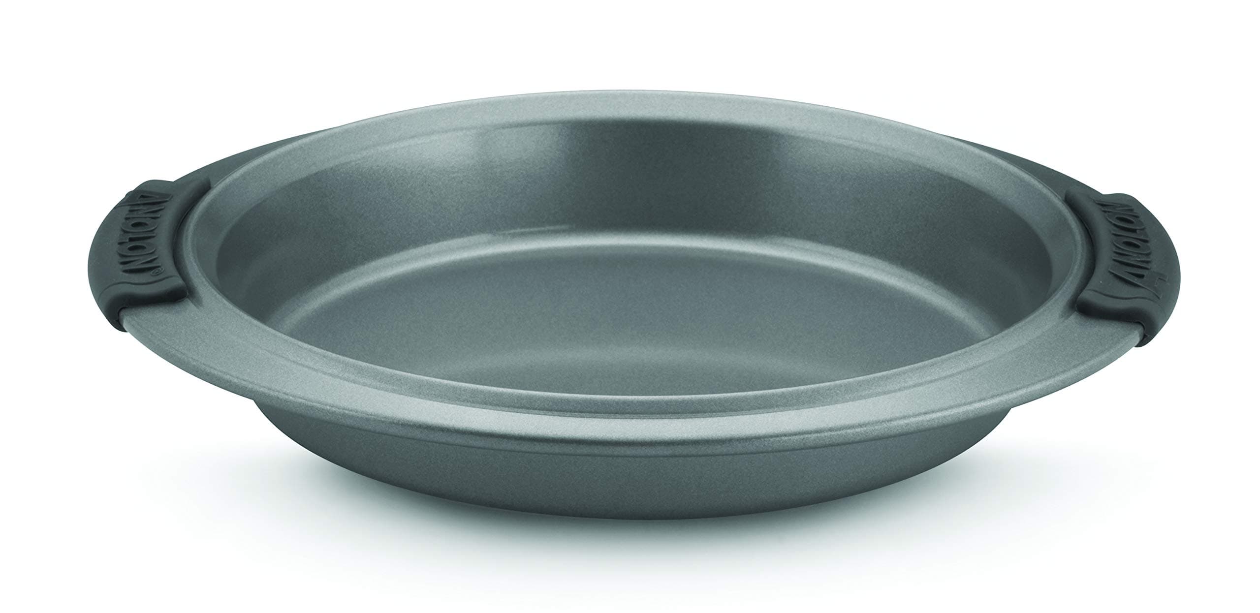 Anolon Advanced Nonstick Bakeware 9-Inch Round Cake Pan, Gray with Silicone Grips