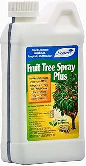 Fruit Tree Spray Plus for Control of Insects, Diseases, and Mites - Organic Gardening OMRI Listed, Contains Neem Oil and Pyrethrins - 15 oz