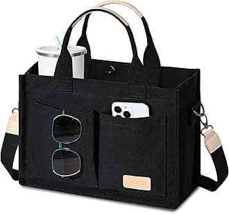 Canvas Tote Bag for Women Crossbody Work Purse with Pockets Top Handle Handbag Satchel Bags for Travel Nurse Teacher