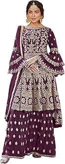 Miss Ethnik Women's Light Green Embroidered Flared Gown Dress 945-Light Green