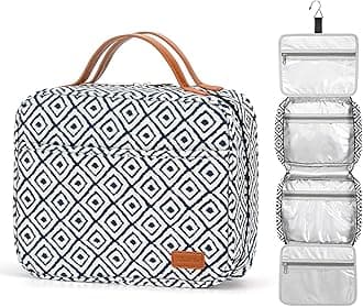 Bosidu Hanging Travel Toiletry Bag,Large Capacity Cosmetic Travel Toiletry Organizer for Women with 4 Compartments & 1 Sturdy Hook,Perfect for Travel/Daily Use/Christmas (M-Navy Blue)