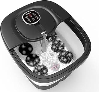 CuPiLo Foot Spa Bath Massager, Upgraded Foot Bath with Circulation Heat, Motorized Shiatsu Massage Balls, Pedicure Soaking Tub with Waves, Remote, Handle, Feet Stress Relief, Gifts