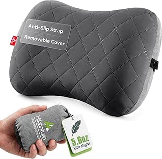 Hikenture Camping Pillow with Removable Cover - Ultralight Inflatable Pillow for Neck Lumber Support - Upgrade Backpacking Pillow - Washable Travel Air Pillows for Camping, Hiking, Backpacking (Grey)