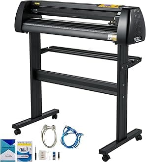 Vinyl Cutter Machine, 28 Inch Paper Feed Cutting Plotter Bundle, Adjustable Force & Speed Vinyl Printer, LCD Display Windows Compatible Sign Making kit with Signmaster Software, Supplies, 3 Blad