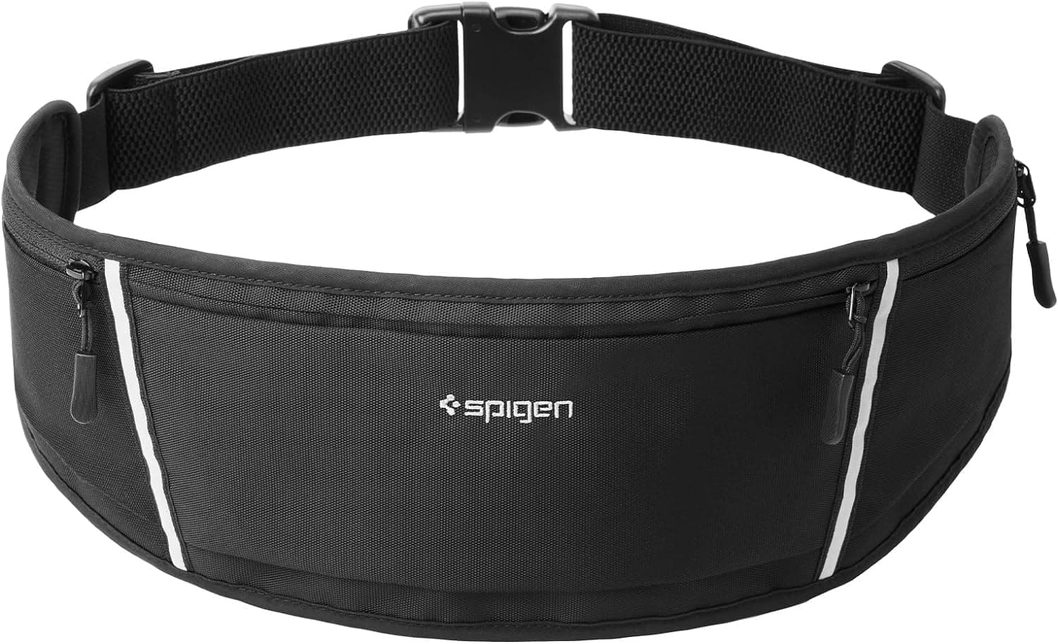 Dynamic Shield Running Waistpack Belt Bag [3 Pockets] Light weight Phone Holder up to 6.9 inch [Water Resistant] with Reflective Strip and Adjustable Waist Strap - Black