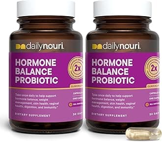 Daily Nouri Hormone Balance Probiotics for Women | Hormone Balance for Women | PMS, Hormonal Acne, & Bloating Support | 7 Clinically Studied Strains + Omega | 60-Day Supply
