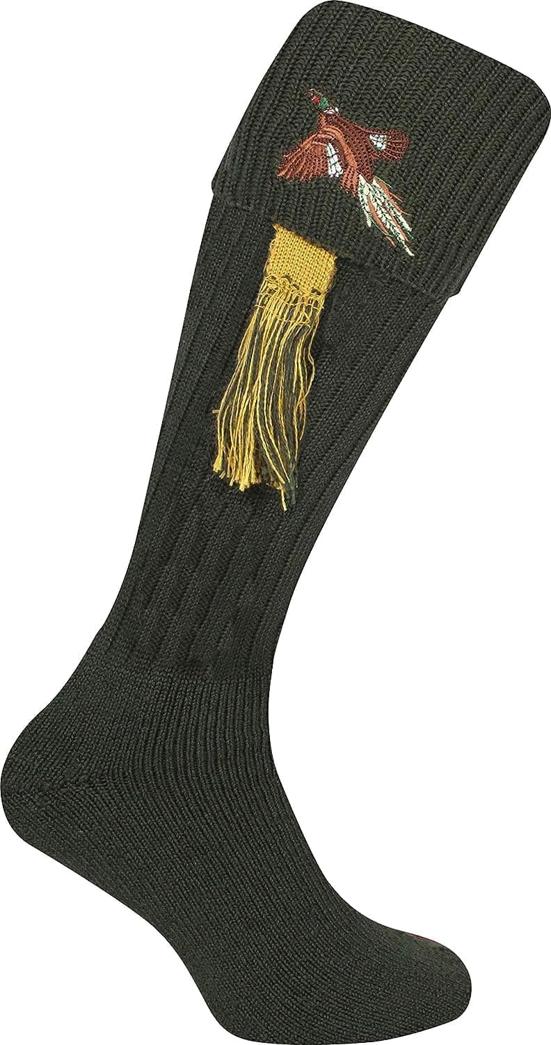 JACK PYKE Pheasant Embroidered Wool Mix Shooting Socks 9 to 12 US
