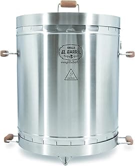 EL BARRIL 60lbs Smoker Grill Combo, Stainless Steel Barrel Charcoal Smoker – Smoke or Grill, Portable Outdoor Smoker with an EVen Heat Distribution & Grilling Accessories