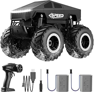Cybertruck RC Car Kids Toys for Ages 6+, Remote Control Car Waterproof Monster Truck, Amphibious 4WD All Terrain Off-Road Pickup, 1:16 Scale, 2.4GHZ Vehicles, Boys Christmas Kids Birthday Gift / Black