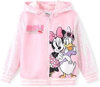 Frozen Elsa Stitch Minnie Mouse Toddler Girl Jacket Sequin Zipper Hoodie Sweatshirt Coat Birthday Clothes 3-13 Years