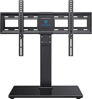 PERLESMITH Universal Swivel TV Stand Base, Table Top TV Stand for 37 to 65, 70 inch LCD LED TVs, Height Adjustable TV Mount Stand with Tempered Glass Base, VESA 600x400mm, Holds up to 88lbs, PSTVS13