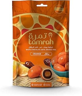 Orange Chocolate Zipper Bag, 100g | Exquisite Date & Chocolate Combo with Almond Center | Irresistible Orange Flavor Snack | Luxurious Treat for Gifting, Sharing & Special Occasions