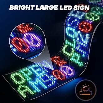 KJOY Double Row Multi Task Loop Playback LED Sign, 31''x8'' Flexible 24V/2A Huge Bright Programmable LED Sign, Bluetooth App Control Custom Text Digital Scrolling Display for Store, Schools, Hotel