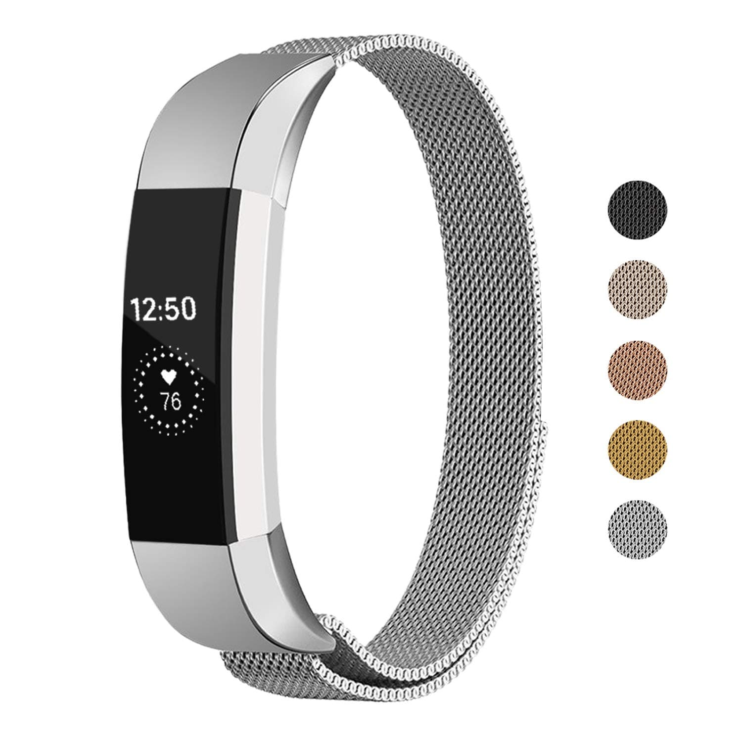 Keasy Replacement Metal Bands Compatible for Fitbit Alta and Fitbit Alta HR, Stainless Steel Replacement Bands for Women Men (Silver, Small)