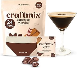 Craftmix Espresso Martini Cocktail & Mocktail Drink Mixer, Skinny Mixes - Water Flavoring Packets - Made With Real Coffee Beans - Vegan, Low-Carb, Low-Sugar, Non-GMO, Dairy Free, Gluten Free, 24 Pack