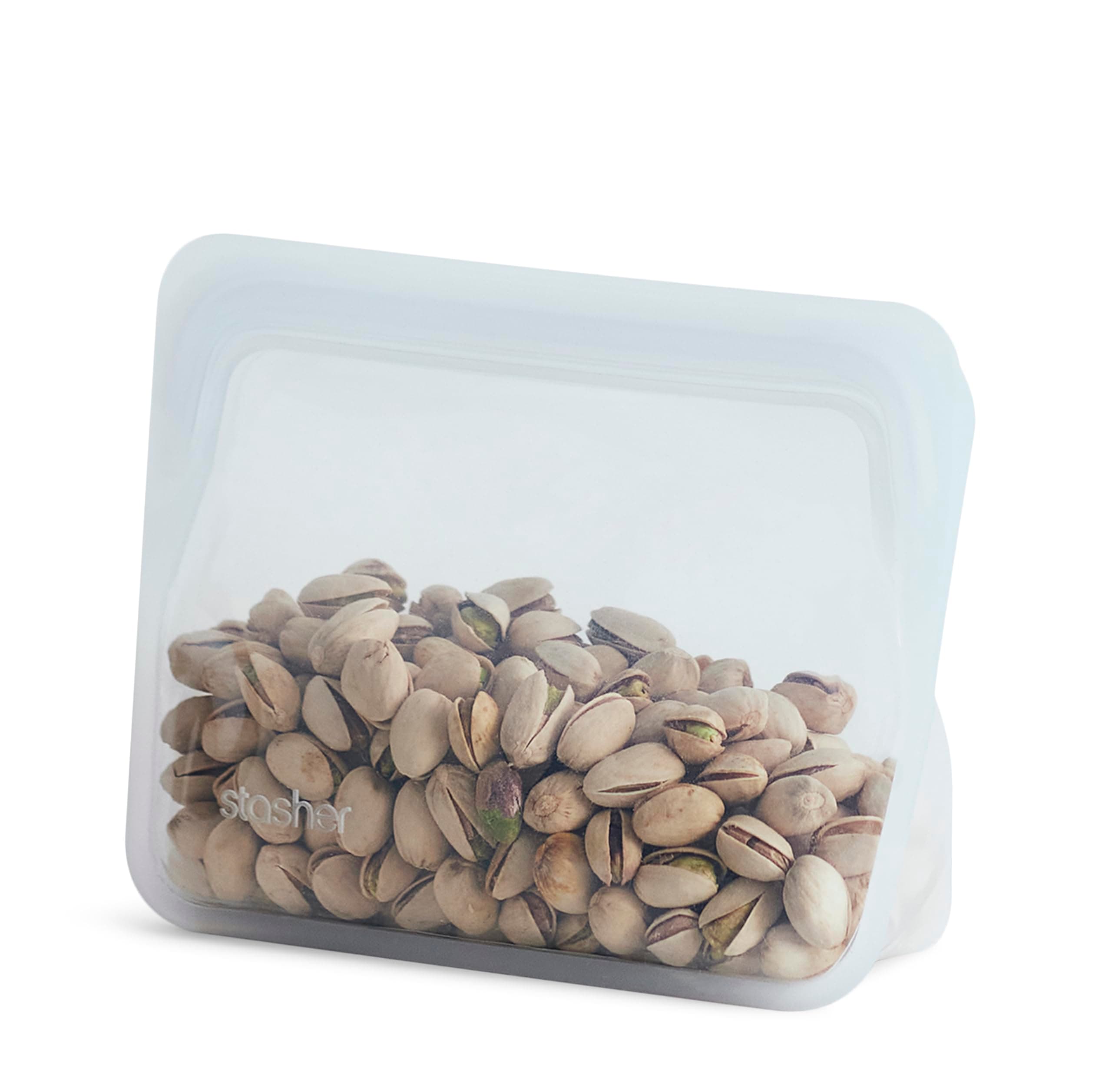 Silicone Reusable Storage Bag, Stand-Up Mini Bag, Reusable Freezer Bag, Microwave, Dishwasher, Oven Safe, Sous Vide, Eco Friendly, Food-safe Silicone Snack Bags, 56 oz, Clear