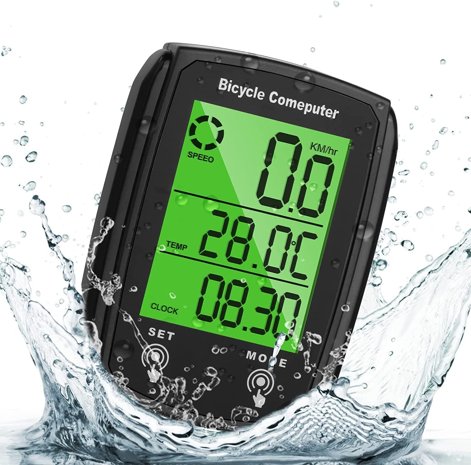 Bike Computer, Universal 19 Functions IP54 Waterproof Bicycle Speedometer Odometer, Cycling Computer with LCD Backlight Display Touch Screen, Automatic Start/Stop, for Cycling