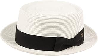 Men's Fancy Summer Straw Pork Pie Derby Fedora Upturn Brim Hat