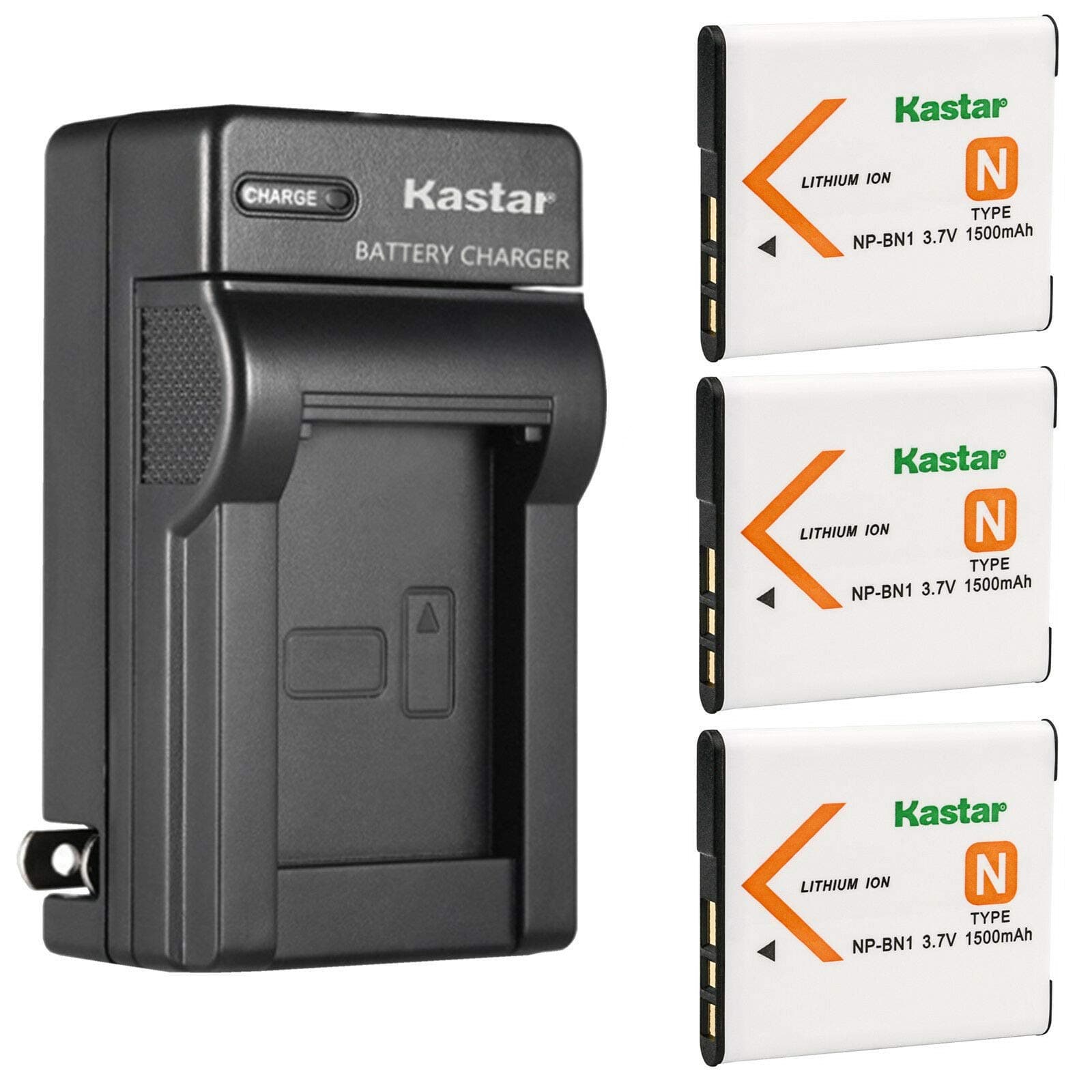 Kastar 3-Pack Battery and AC Wall Charger Replacement for Sony Cyber-Shot DSC-W620, Cyber-Shot DSC-W630, Cyber-Shot DSC-W650, Cyber-Shot DSC-W670, Cyber-Shot DSC-W690, Cyber-Shot DSC-W710 Cameras