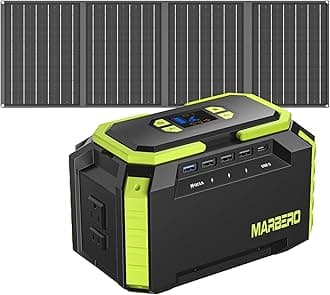 MARBERO200W Solar Generator 222Wh Portable Power Station with Solar Panel 40W Included 60000mAh Power Supply with AC Outlet 100V 300W Max for Camping Emergency Home Backup