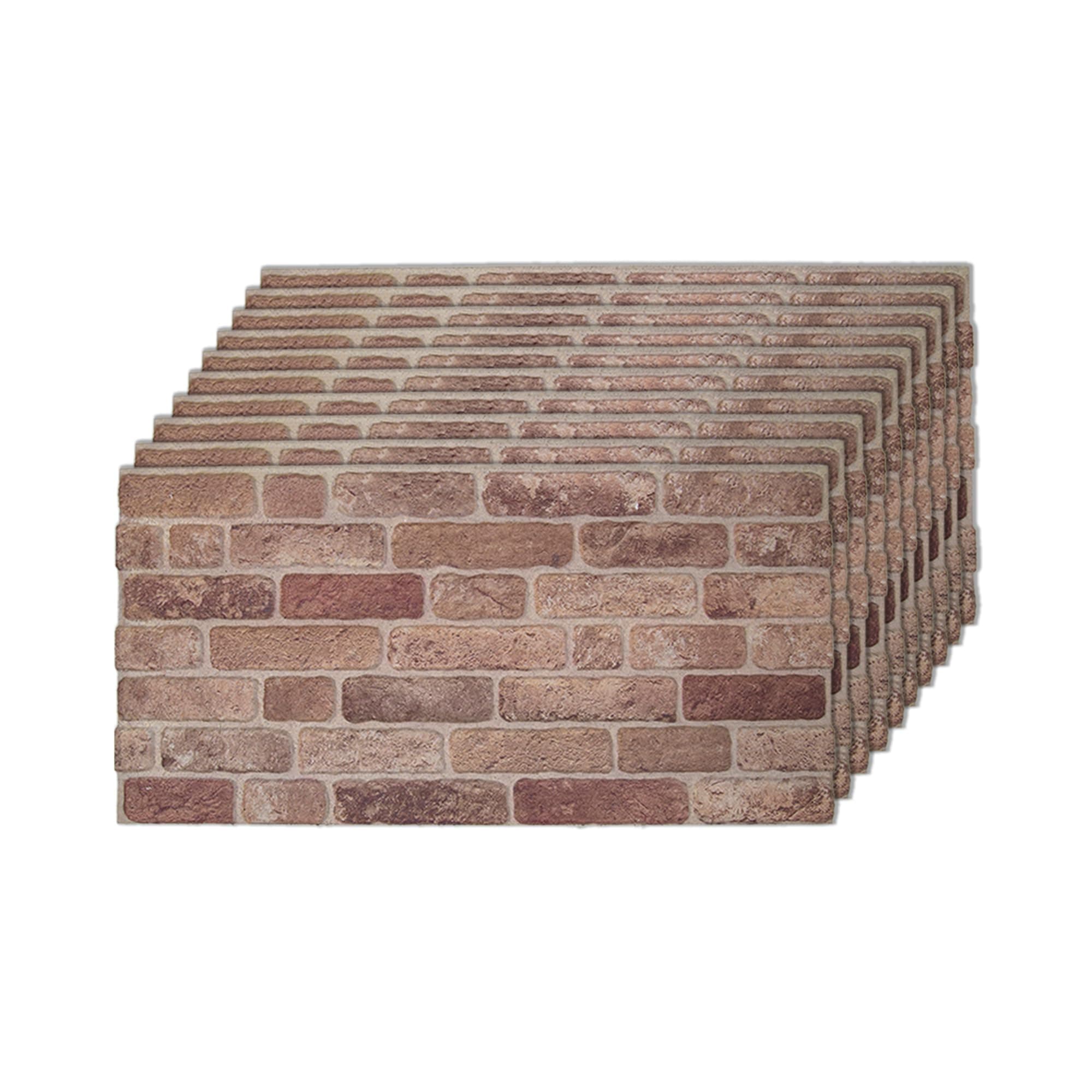 3D Wall Panels Brick Effect - Cladding, Stone Look, Styrofoam Facing for Living Room, Kitchen, Bathroom, Balcony, Bedroom, Back of Counter | Farmhouse Style (10 x Panels) - Covers 53 sq ft