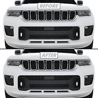 SlickMod Chrome Delete Blackout Vinyl Overlay for 2021-2023 Jeep Grand Cherokee L Grill Trim (3. Overland Lower Grill Trim, Gloss Black)