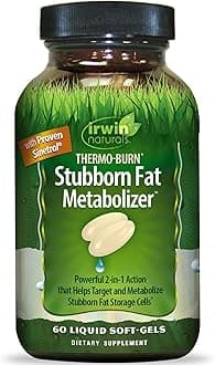 Irwin Naturals Thermo-Burn Stubborn Fat Metabolizer - 60 Liquid Soft-Gels - Combines Green Tea Extract (EGCG), MCT Oil & Caffeine - 20 Servings