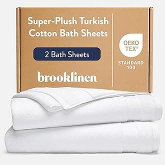 Super-Plush Turkish Cotton Bath Sheets - Set of 2 - Cotton, 820 GSM, Highly Absorbent, Machine Washable, Perfect for Home & Bathroom (40" x 65", Solid White)
