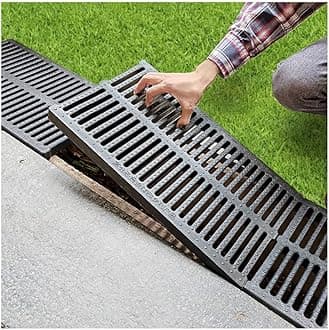 Drain Channel Strainers, Sewer Cover Grates, Kitchen Sewage Ditch，Trench Drainage, Linear Drain, Regular Trench Drain, for Garage Driveway Lawn (Color : Black, Size : 30x10x1cm)