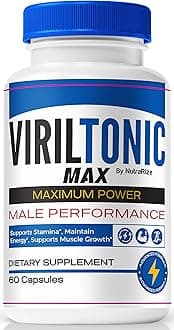 NutraRize VirilTonic Max for Men, Official Viril Tonic Max Male Capsules, Premium Formula for Overall Performance, All Natural Supplement for Health and Wellness, VirilTonic24 Reviews (60 Capsules)