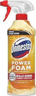 Power Foam Citrus Blast Upside Down Spray bleach-free toilet & bathroom cleaner eliminates 99.99%* of germs 6x 450 ml