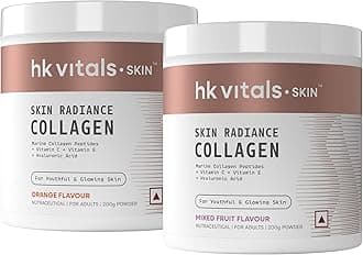 Skin Radiance Marine Collagen Supplement (Orange & Mixed Fruit, 2 X 200g) | With Biotin, Vitamin C & E | For Healthy Hair & Skin