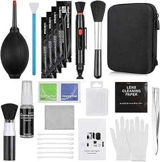 Zacro 14-in-1 Camera Lens Cleaning Kit - Mirrorless & DSLR Camera Sensor Cleaning Kit - Includes Lens Blower, Detergent, Swabs, Cloth, Pen, Brush & More - Black
