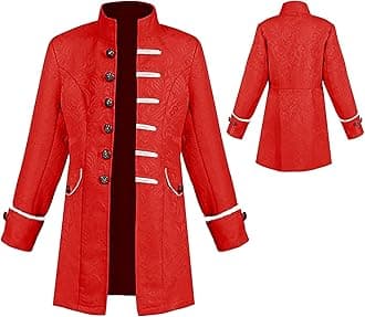 AIEOE - Boy Steampunk Coat Child Medieval Gothic Frock Coat Renaissance Victorian Pirate Viking Costume for Carnival Partit Cosplay Long Sleeves Vintage Boy Jacket - Child