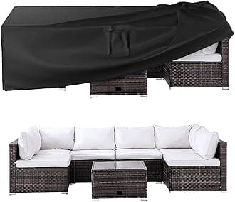 Patio Furniture Covers, Outdoor Furniture Cover Waterproof, General Purpose, Outside Table and Chair Covers, Heavy Duty 600D (111 Inch L x 74 Inch W x 28.3 Inch H)