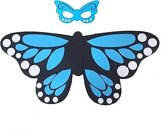 Kids Bird Wings Costume For Age 3~8 Years,Bird Owl And Peacock Masque Owl Dress Up,Boys Girls Felt Eye Masque And Wings Set,Halloween Colorful Fancy Dress