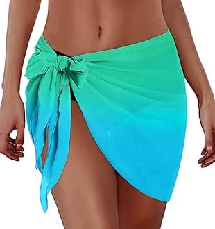 CHICGALSwimsuit Coverups for Women Sarong Beach Bikini Wrap Sheer Short Skirt Chiffon Scarf for Swimwear