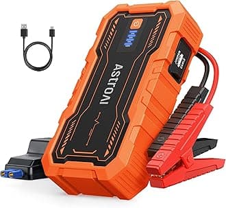 AstroAI S8 Pro Car Battery Jump Starter, 3000A Peak Jump Starter Battery Pack for Up to 9.0L Gas & 7.0L Diesel Engines, 12V Portable Jumper Box with 3 Modes Flashlight and Jumper Cables, Orange