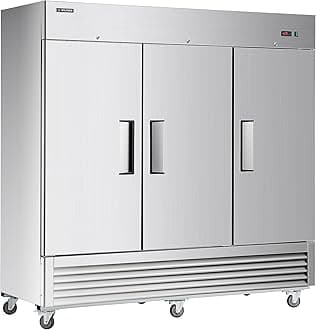 Wilprep Commercial Refrigerator, 81" 3 Solid Door Commercial Fridge with 61 cu. ft. Capacity, Reach in Refrigerator with Air Cooling Adjustable Shelves for Restaurant Kitchen Cafe, Stainless Steel
