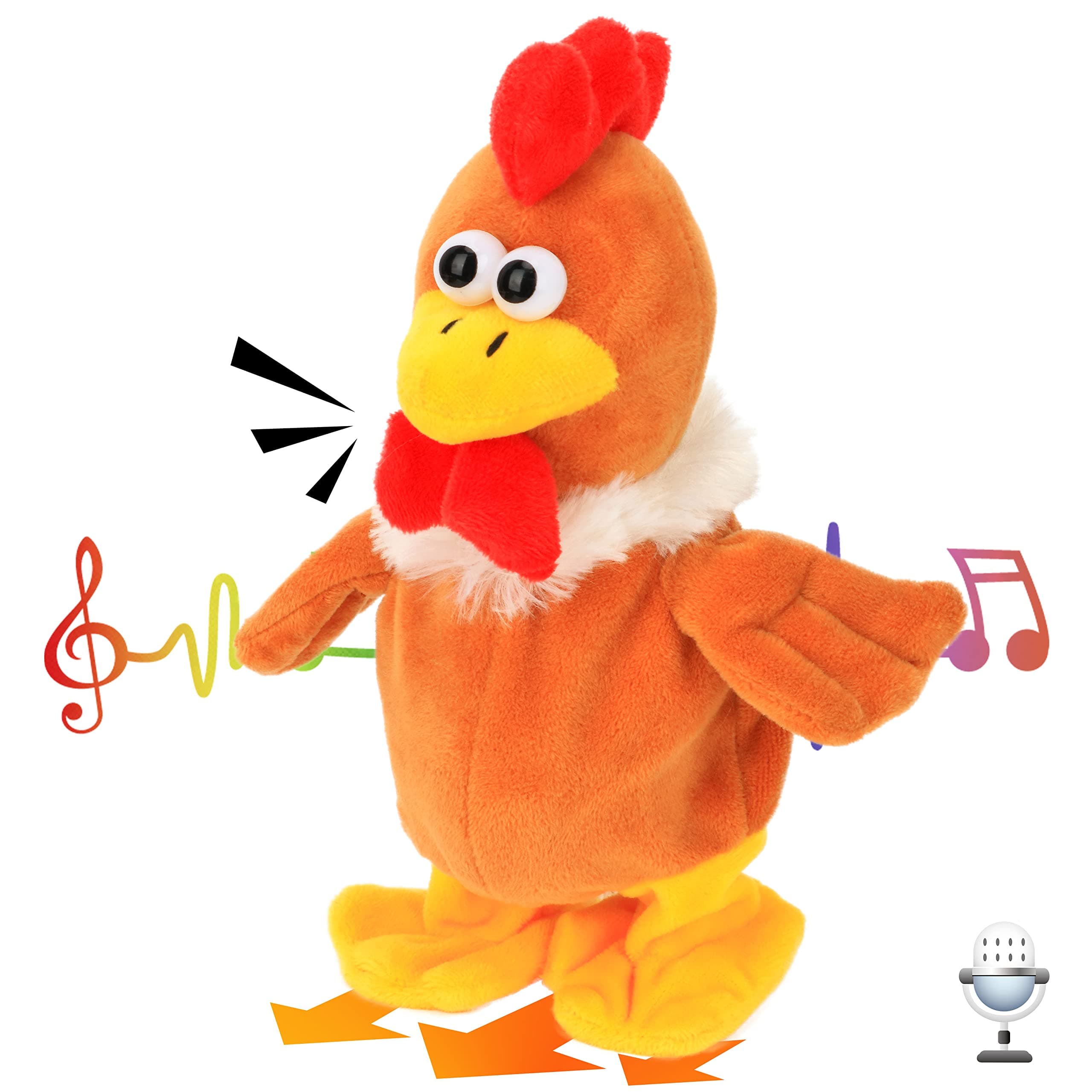 Talking Chicken Repeats What You Say Walking Chick Electric Interactive Animated Toy Speaking Plush Buddy Gifts for Toddlers Thanksgiving Day, 9''