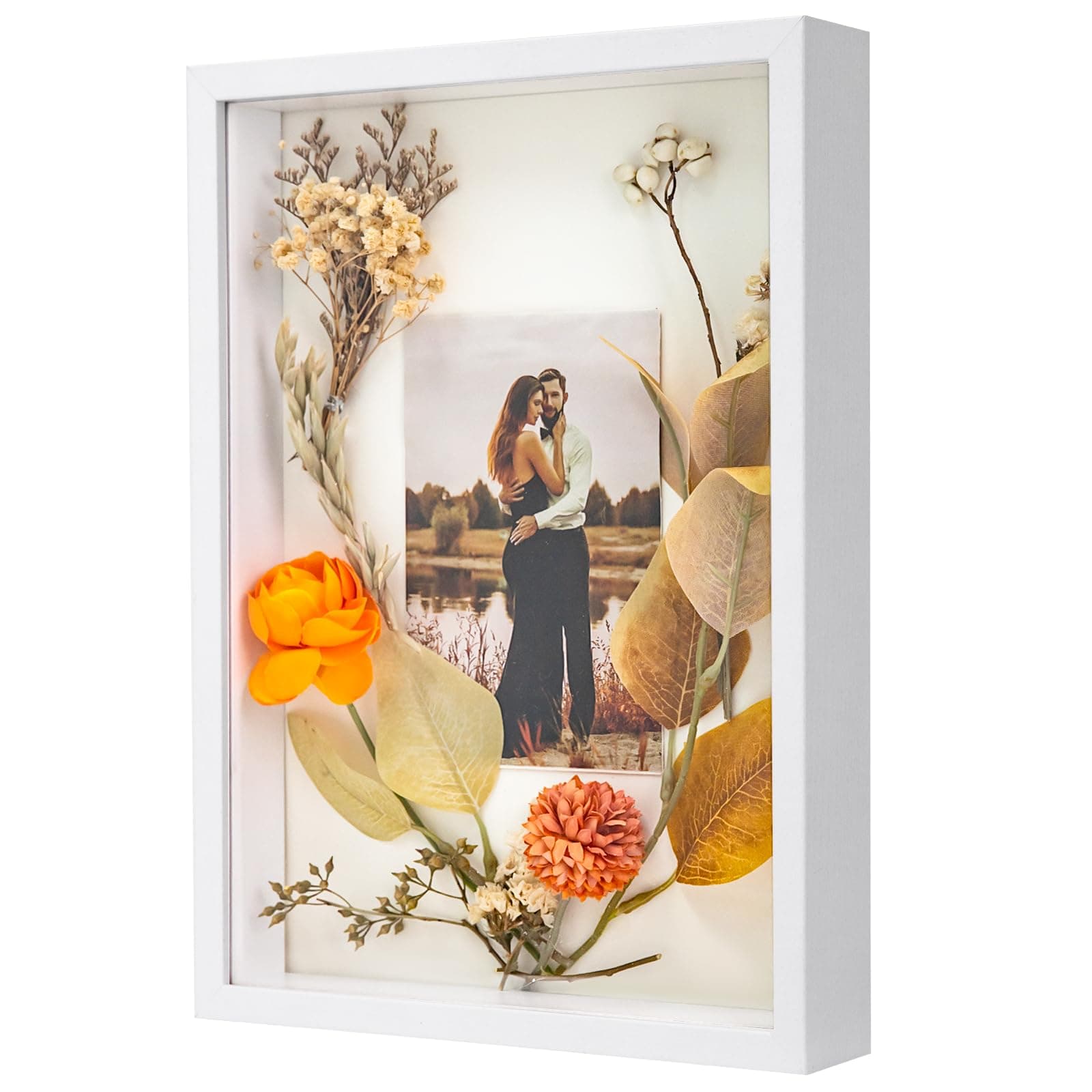 A4 Box Frame, Shadow Box Frame, Box Frames for Crafts 3D Deep 3cm, Deep Pictures Frame White, Medal Display Frame for Photos, Artworks, Memory Tickets