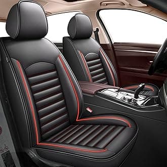 Car Seat Cover Fit for Mitsubishi Eclipse Cross 2018-2025 2026 Black Faux Full Set of Seat Cover Airbag Compatible 5 Seats Waterproof Seat Cushion Automotive Interior Accessories(Red Line)