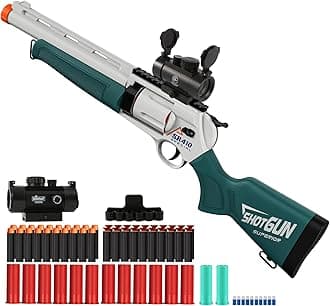 Toy Guns for Boys, Large Revolver Foam Blaster, Soft Bullet Shotgun Children Outdoor CS Soft Bullet Toy Rifle,Birthday Xmas Gift for Kids Age 8+(Greener)