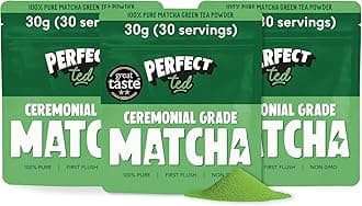 PerfectTed Organic Matcha Powder, Ceremonial Grade Japanese, 3 x 30g (90 Servings) Bulk Pack, Perfect for Lattes & Smoothies | with L-Theanine | Vegan | Gluten-Free