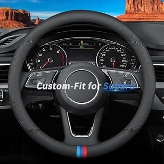 Custom-Fit for Subaru Steering Wheel Cover, Premium Leather Car Steering Wheel Cover with Logo, Non-Slip, Breathable, for Subaru Accessories (D-Style,for Subaru)