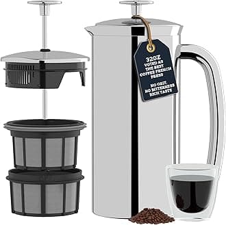 Coffee Press P7-32 oz, Vacuum Insulated, Polished Stainless Steel