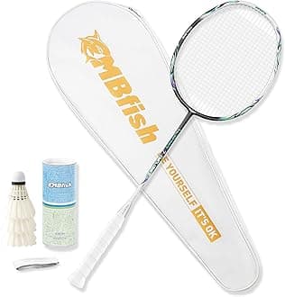 Badminton Racket Set with 1 Carbon Fiber Racquet, 3 Shuttlecocks, 2 Replacement Grip Tapes and 1 Badminton Bag - Perfect for Outdoor Games and Gym 5U
