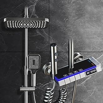 Shower System with LED Digital Display and Atmosphere Lamp, Piano Key Shower System, Intelligent Bathroom Shower Mixer Set