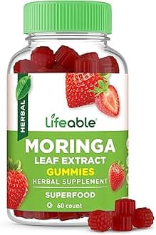 Lifeable Moringa Gummies for Adults | 400 mg Moringa Extract | Great Tasting Moringa Supplement | Antioxidant Superfood for Men Women | 60 Gummies
