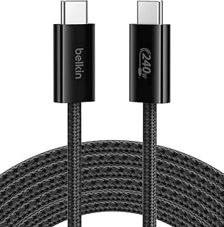 Belkin Braided USB-C to USB-C Cable (3M, 240W) - Soft, Flexible Fast-Charging Cable, Type C Charger Cord for iPhone 16 & 15 Series, Galaxy S25, Pixel 9, iPad Pro, & More - Black (USB 2.0)